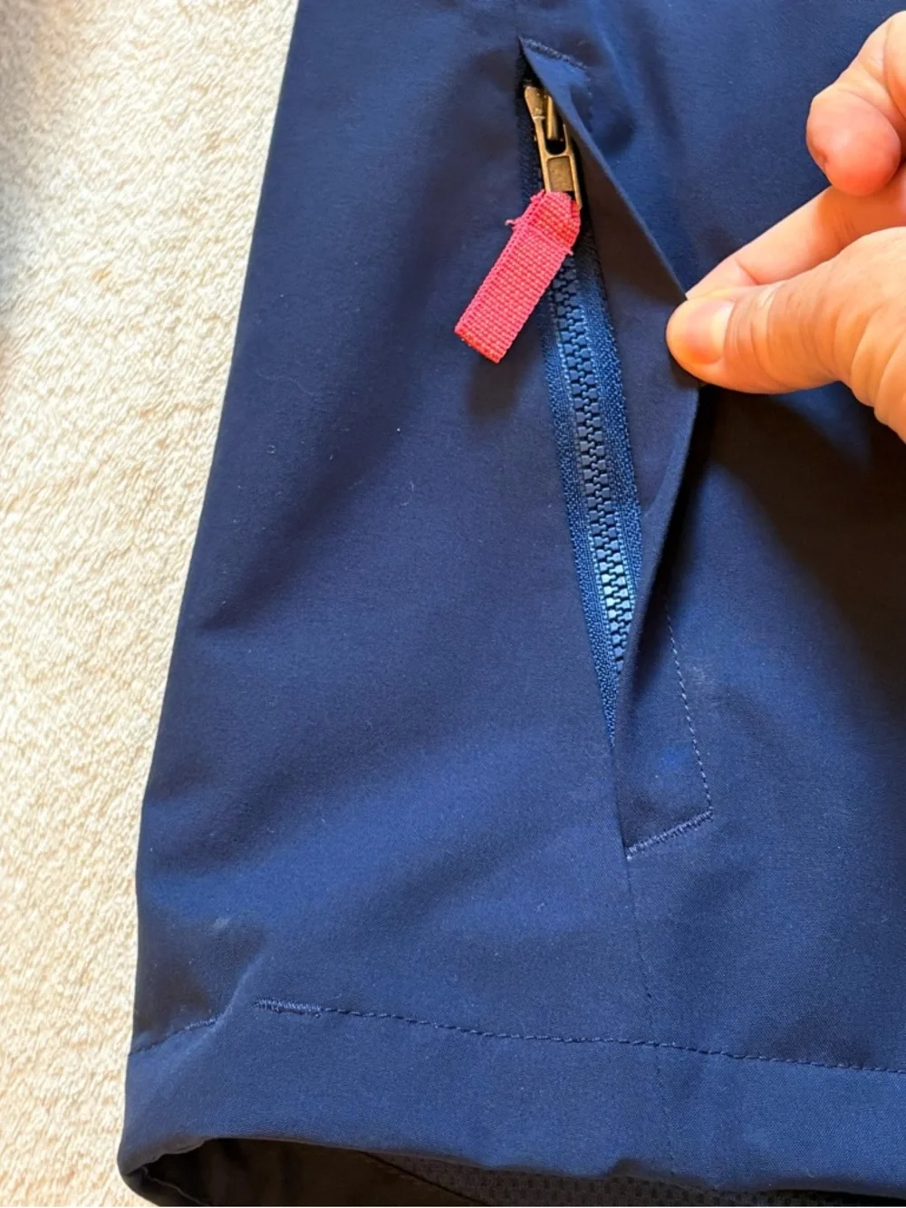 Patagonia Navy Waterproof H2NO Hooded Jacket with Pink Zip Pulls Sz XL